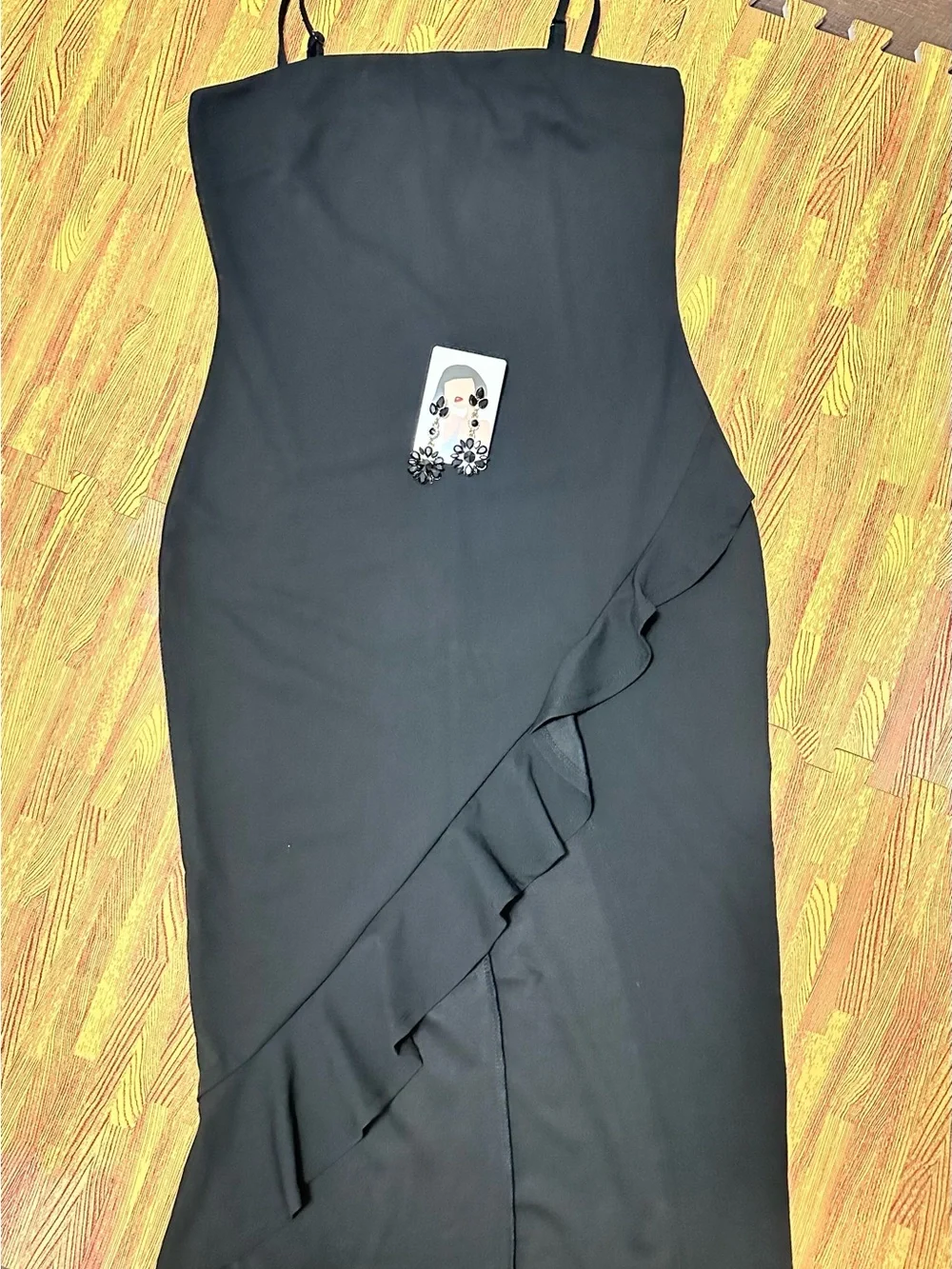 Aeropostale Black Ruffle Strap Midi Dress